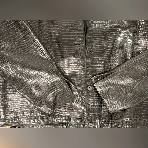 ELEN TRACY Vintage Embossed Leather Jacket - Picture 6 of 6